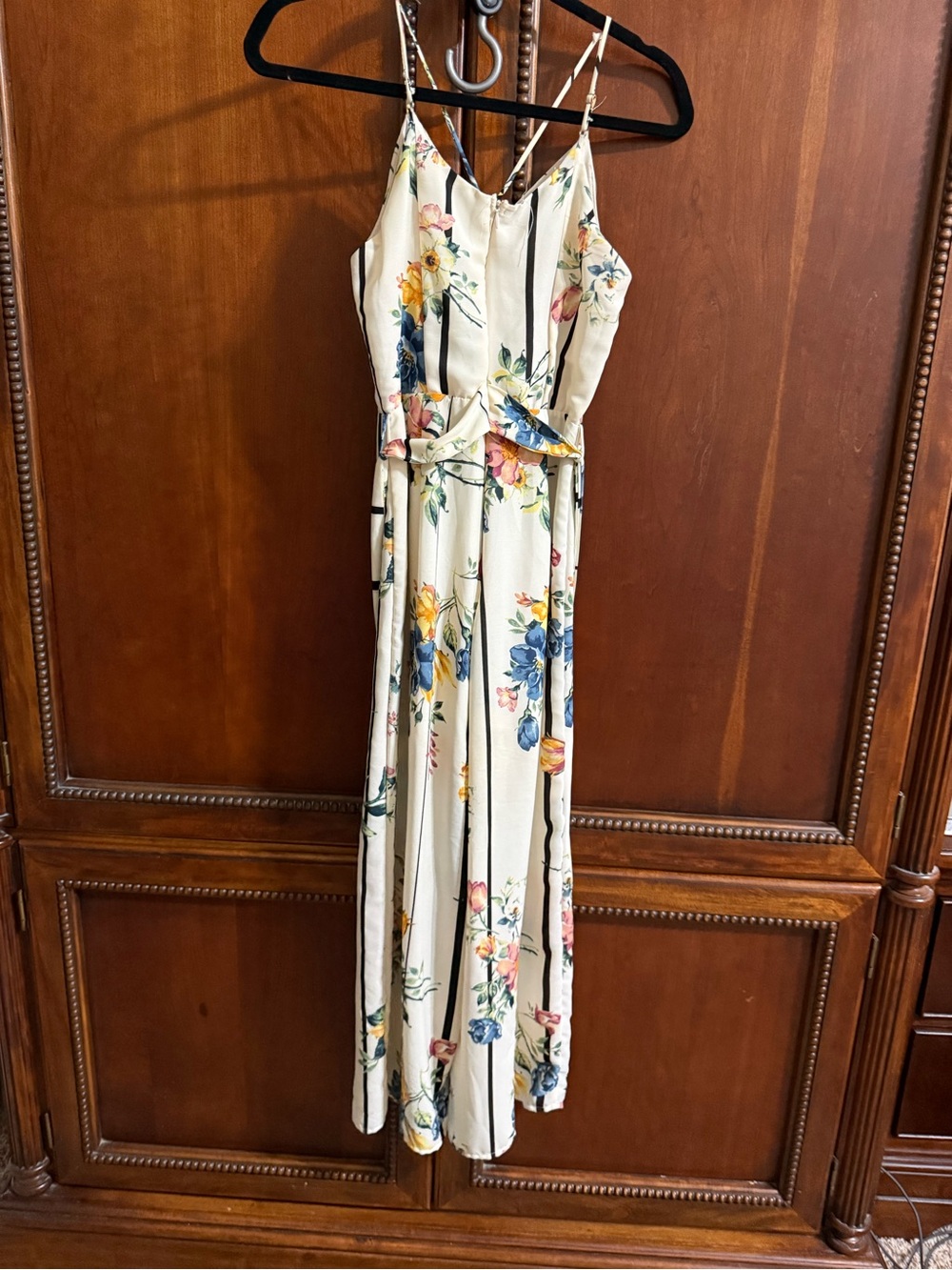 Women's Floral Striped Cream Maxi romper